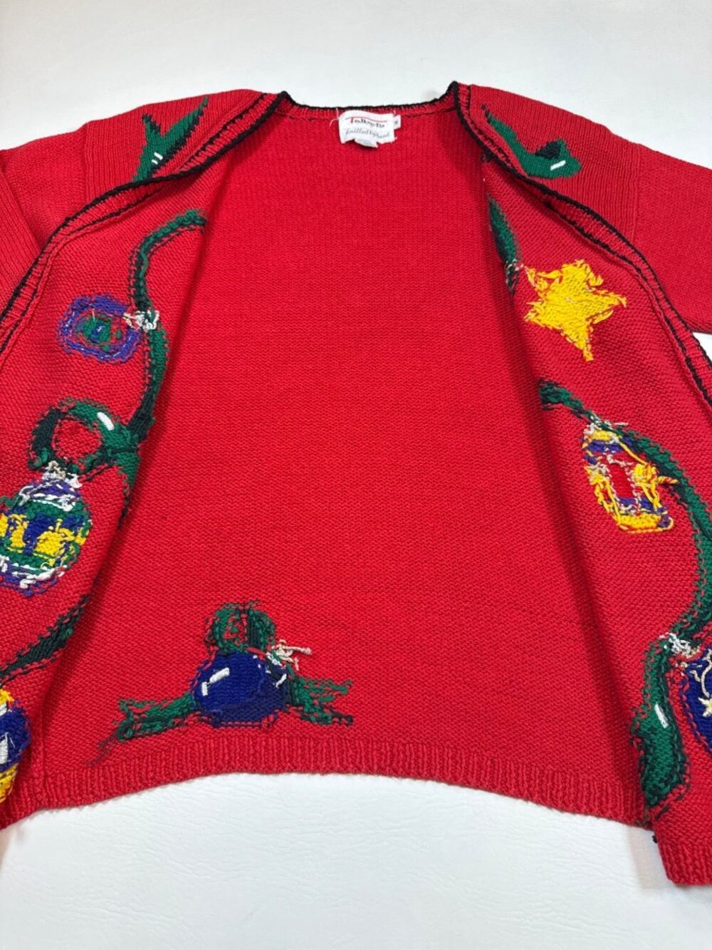 Talbots vintage medium Hand-Knitted Red Ugly Christmas Sweater (W769) - Picture 8 of 8